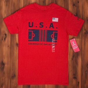 USA FIFA World Cup 2022 Qatar T-Shirt Adult Small Red Graphic‎ Tee NWT